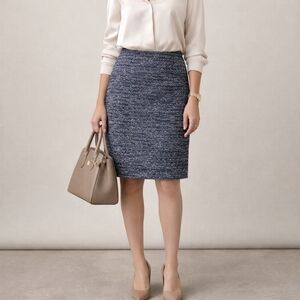 Banana Republic Navy Tweed Pencil Skirt Size 6 Lined Career Classic Capsule NWT
